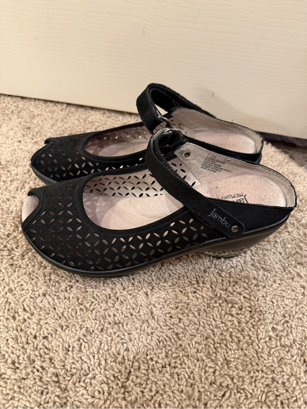 Jambu Black Laser-Cut Mary Jane Clogs